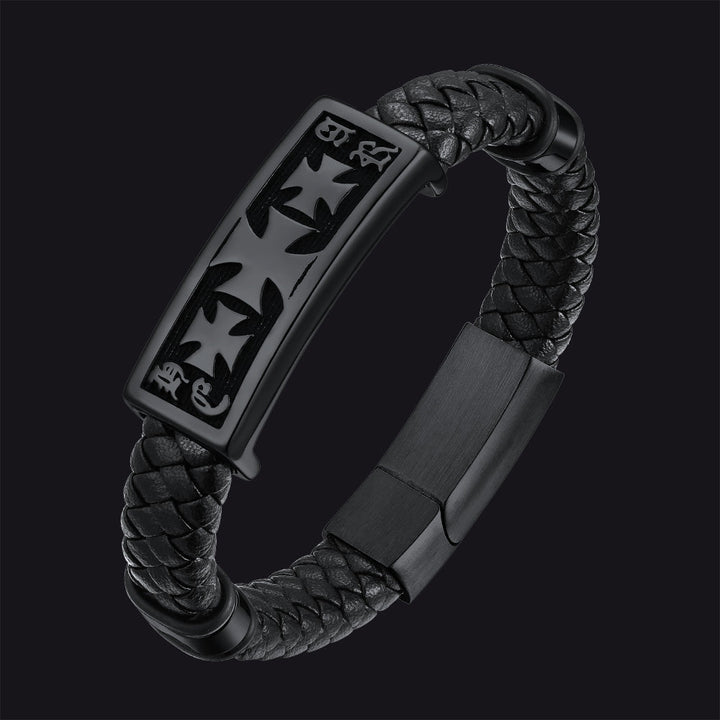 Christian Knights Templar Cross Leather Bracelet for Men
