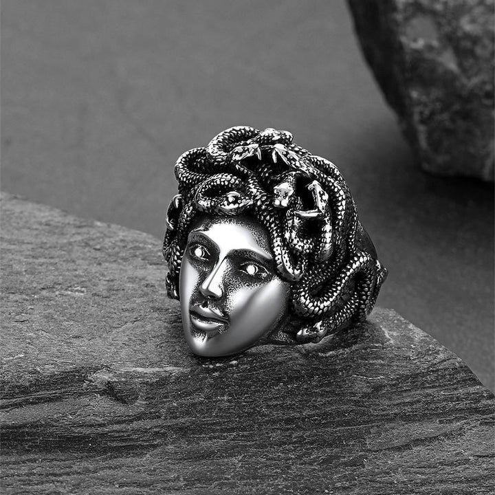 Mythology Medusa Snake Stainless Steel Ring for Men Women
