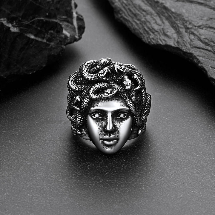 Mythology Medusa Snake Stainless Steel Ring for Men Women