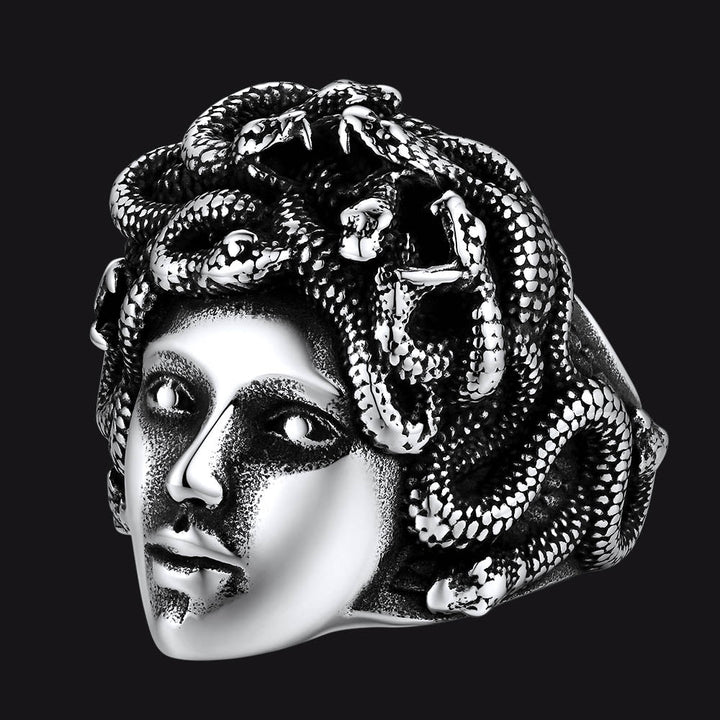 Mythology Medusa Snake Stainless Steel Ring for Men Women
