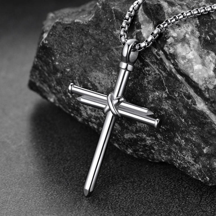 Christian Nail Cross Pendant Necklace For Men