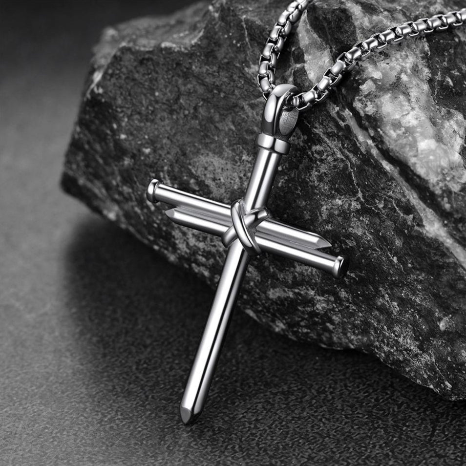 Christian Black Enamel Cross Necklace For Men Women