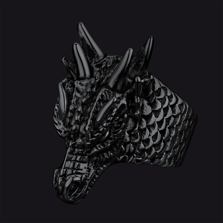 Punk Dragon Head Stainless Steel Ring for Men