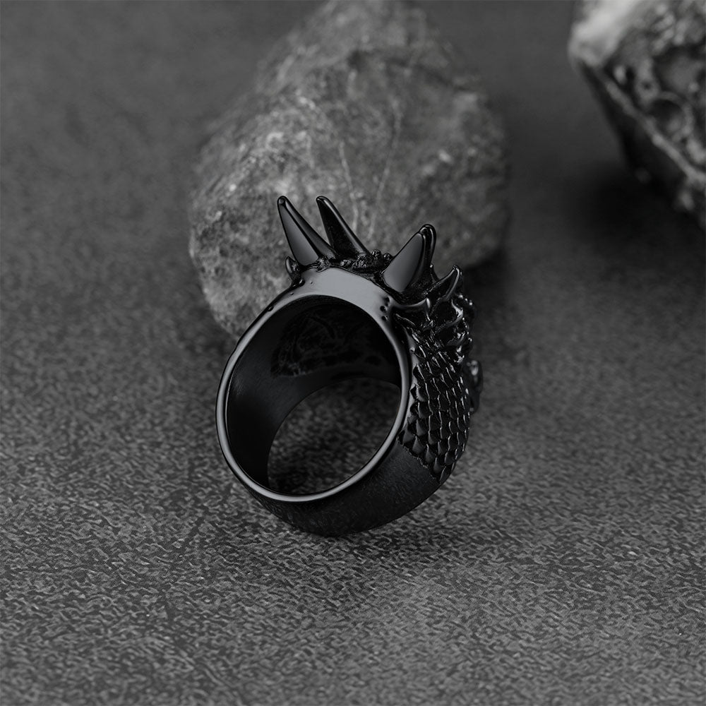 Punk Dragon Head Stainless Steel Ring for Men