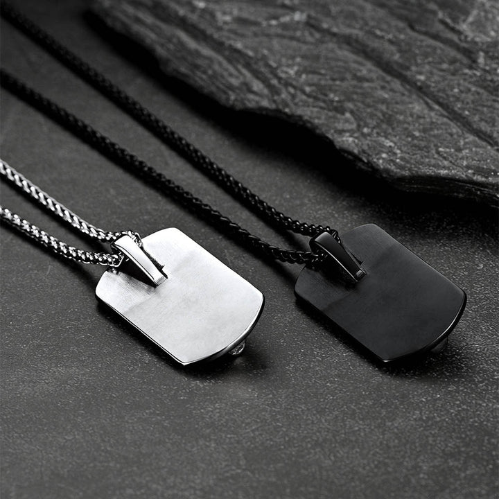 See No Evil, Hear No Evil, Speak No Evil Skulls Dog Tag Necklace for Men