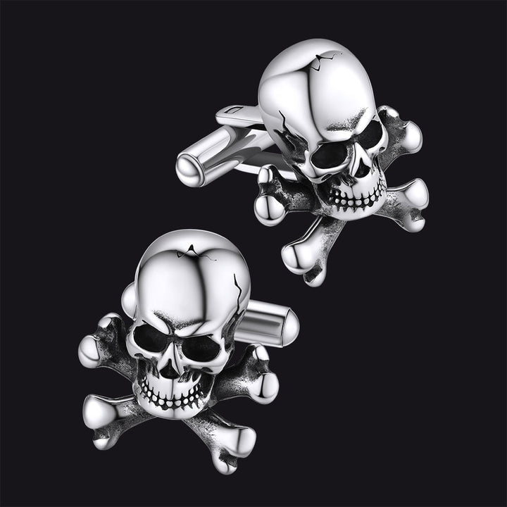 Skull Cufflinks With Pirate Crossbones For Men