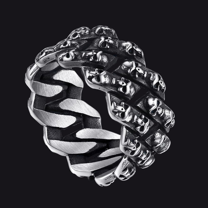 Stainless Steel Skull Chain Ring For Men Women