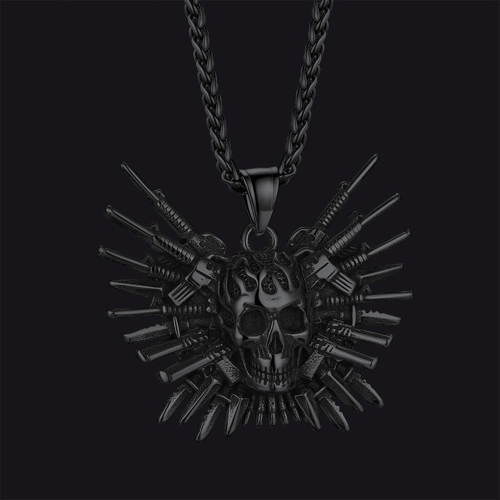 Punk Full Armed Skull Pendant Necklace for Men