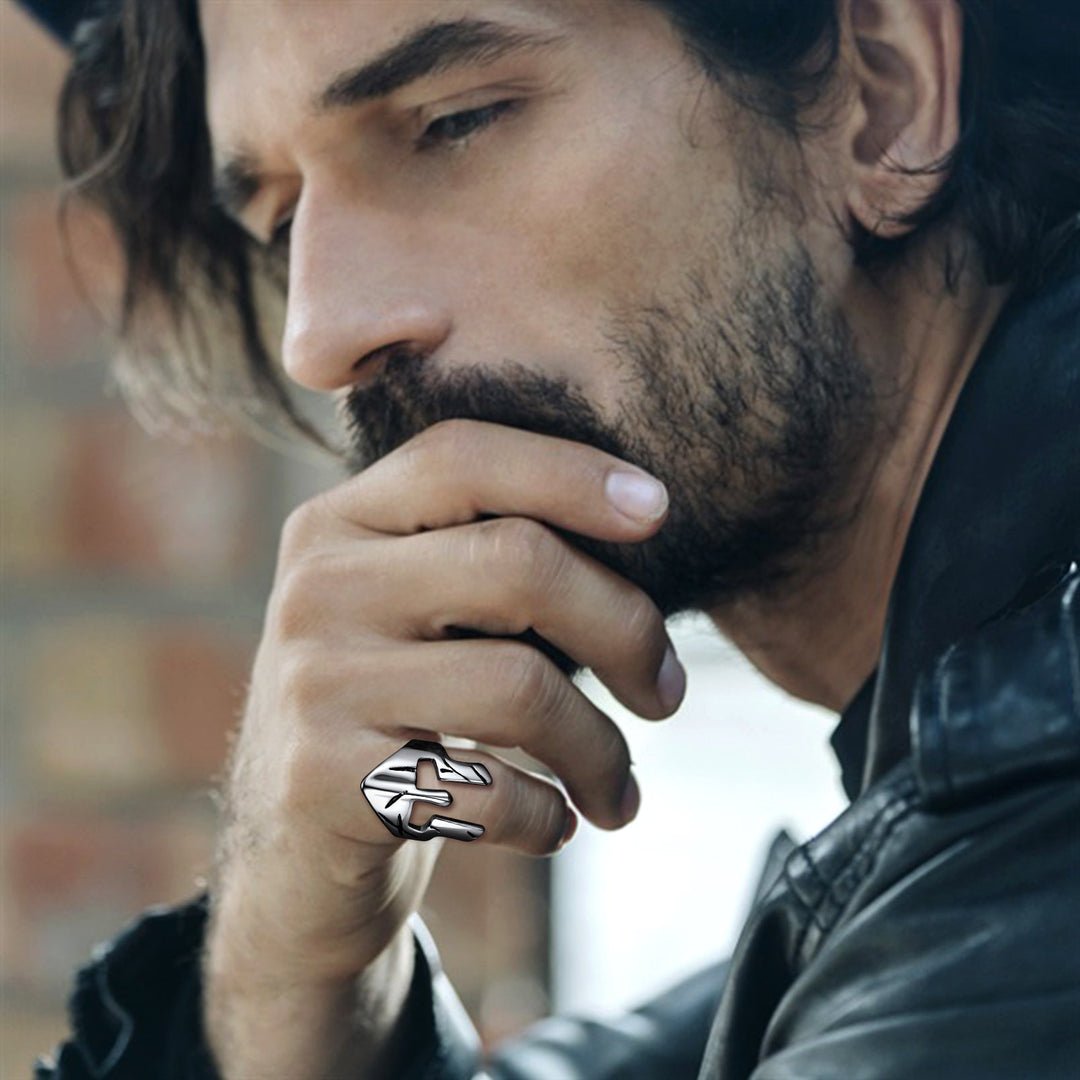 Spartan Warrior Mask Helmet Ring For Men