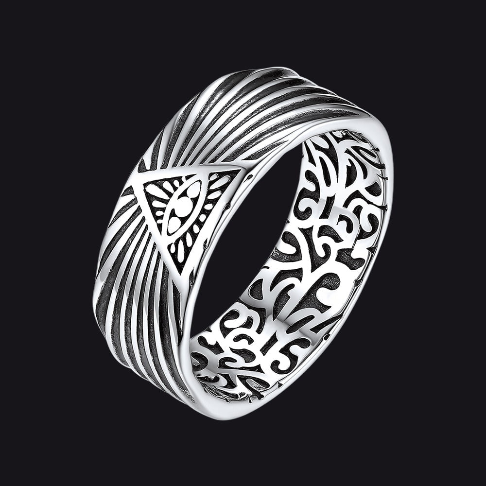 Silver All Seeing Eye Ring Celtic Knot Ring for Men
