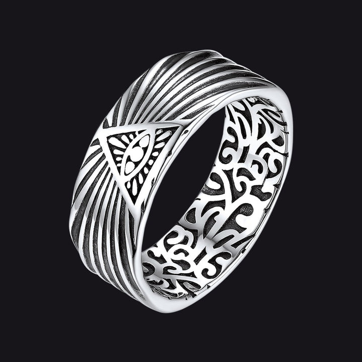 Silver All Seeing Eye Ring Celtic Knot Ring for Men