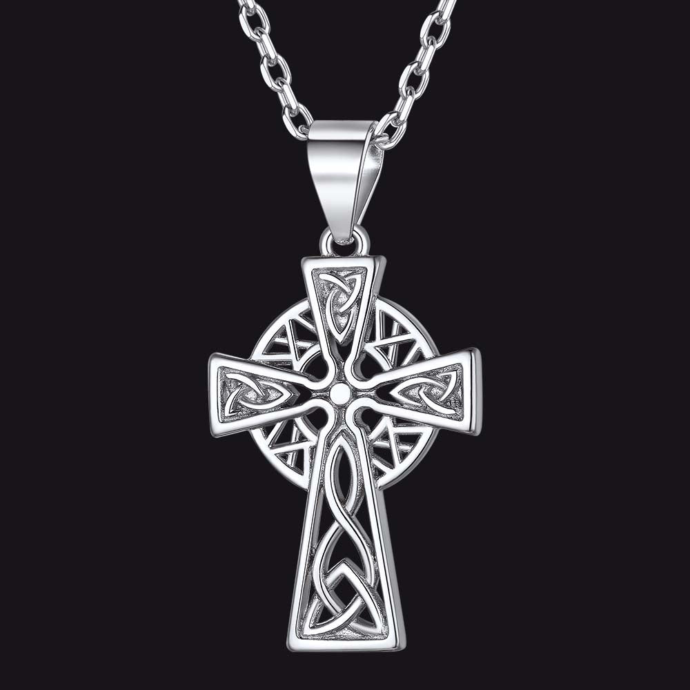 Sterling Silver Celtic Knot Cross Necklace For Women
