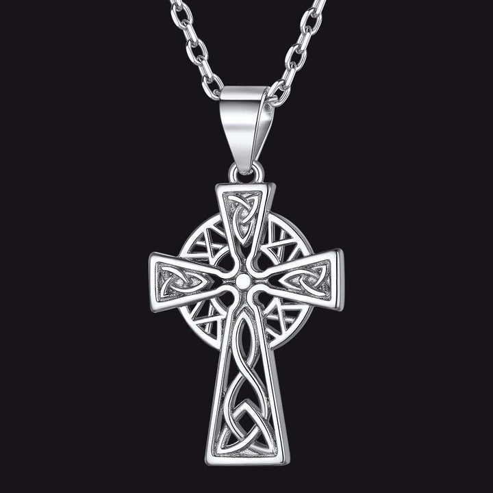 Sterling Silver Celtic Knot Cross Necklace For Women