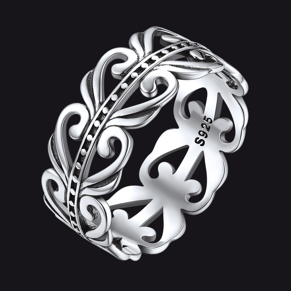 Sterling Silver Celtic Knot Filigree Vine Leaf Ring for Women