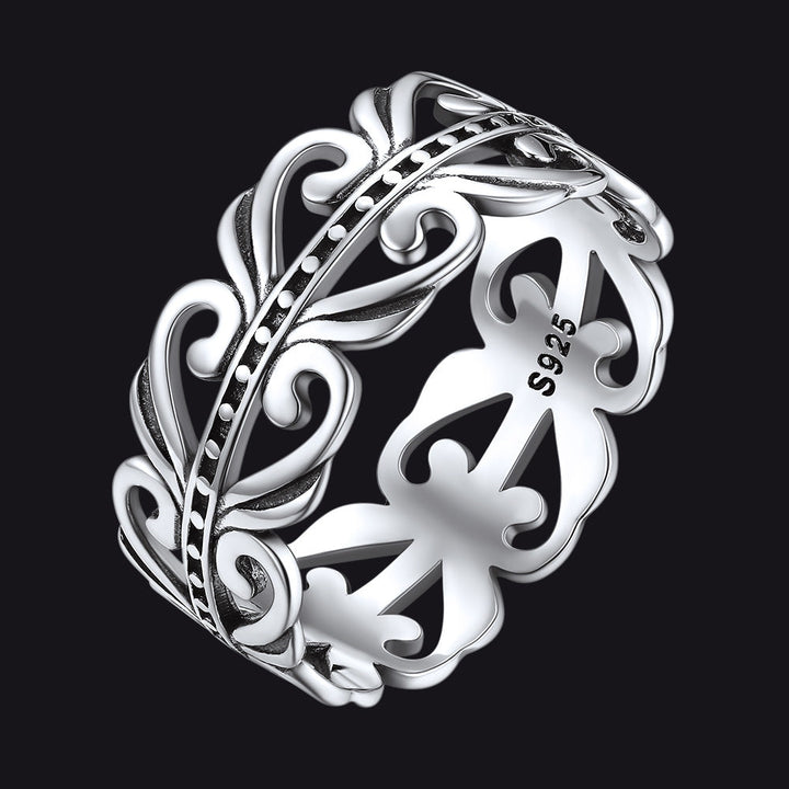 Sterling Silver Celtic Knot Filigree Vine Leaf Ring for Women