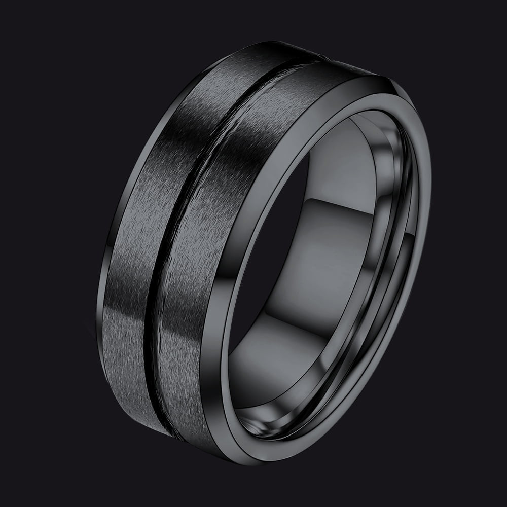 Tungsten Carbide Wedding Band Ring Grooved Matte Finish Ring For Men 8MM