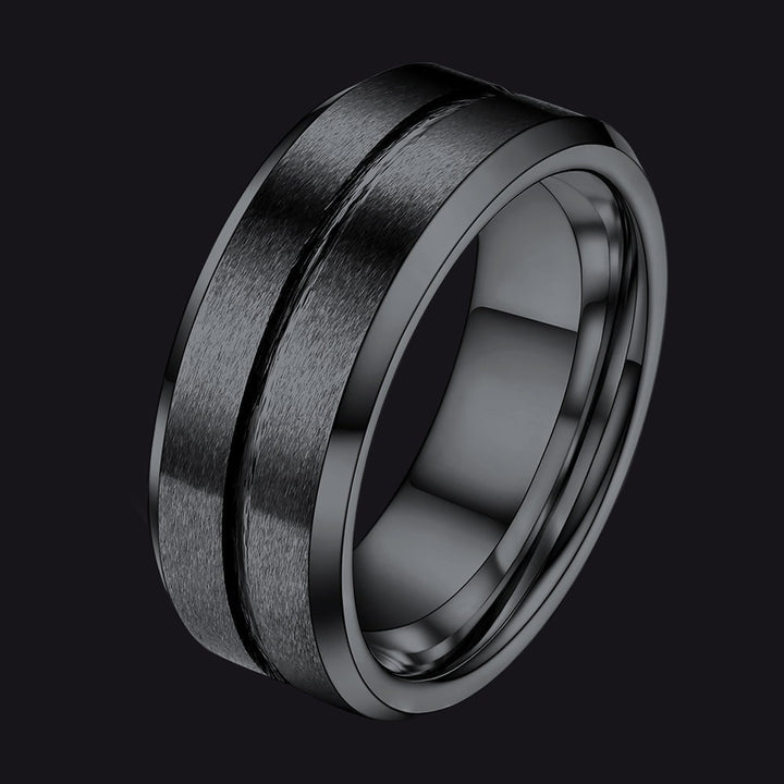 Tungsten Carbide Wedding Band Ring Grooved Matte Finish Ring For Men 8MM