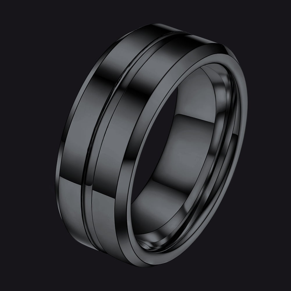 Grooved Tungsten Carbide Wedding Band Ring For Men 8MM