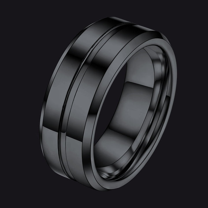 Grooved Tungsten Carbide Wedding Band Ring For Men 8MM