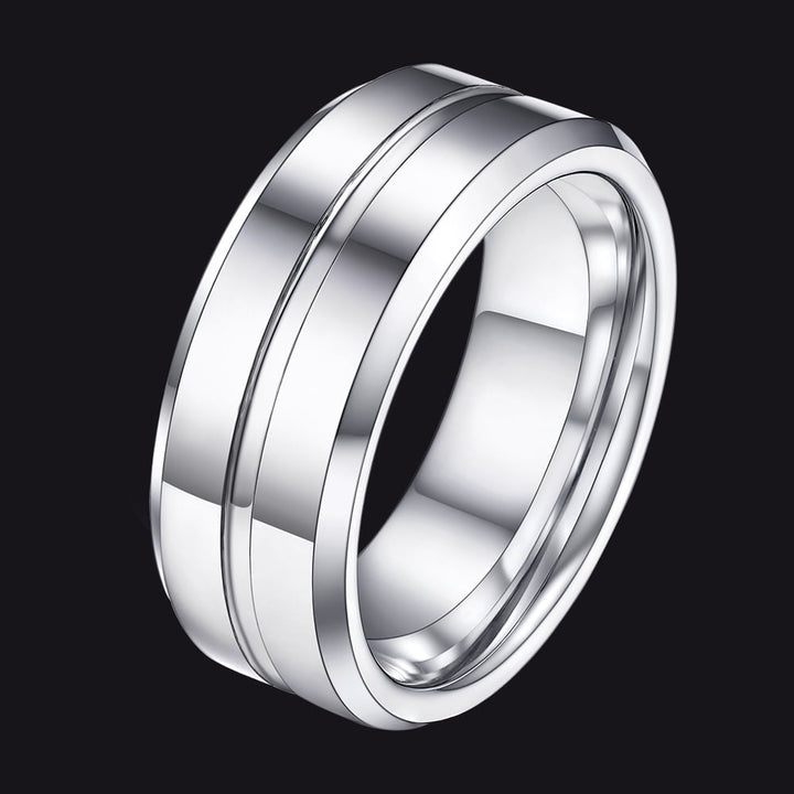 Grooved Tungsten Carbide Wedding Band Ring For Men 8MM