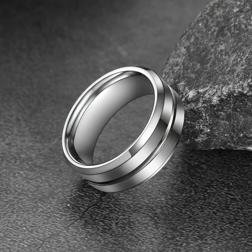 Grooved Tungsten Carbide Wedding Band Ring For Men 8MM