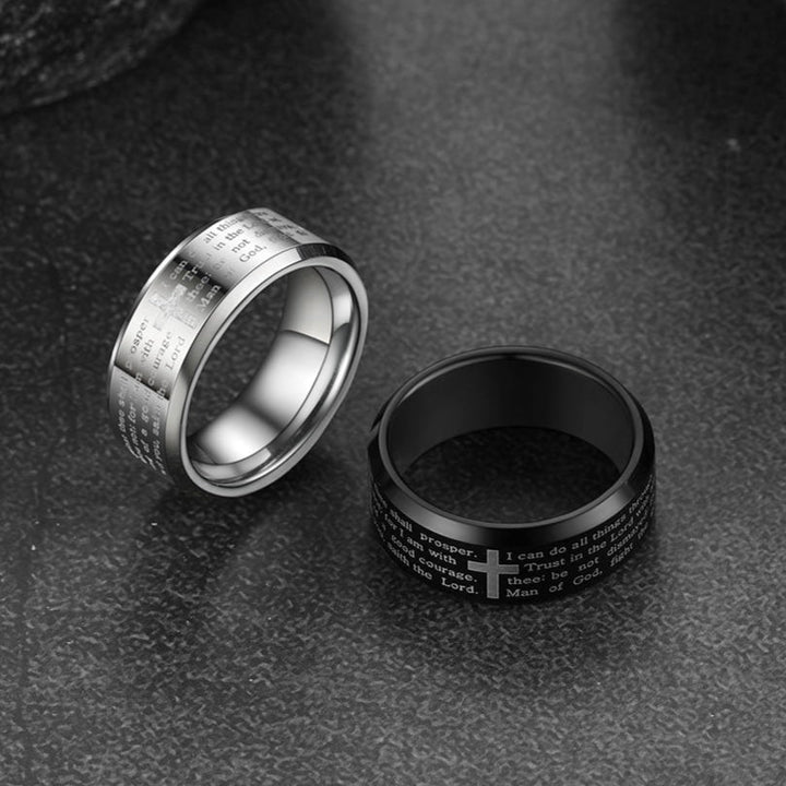 Christian Lord's Prayer Tungsten Carbide Band Ring For Men 8MM