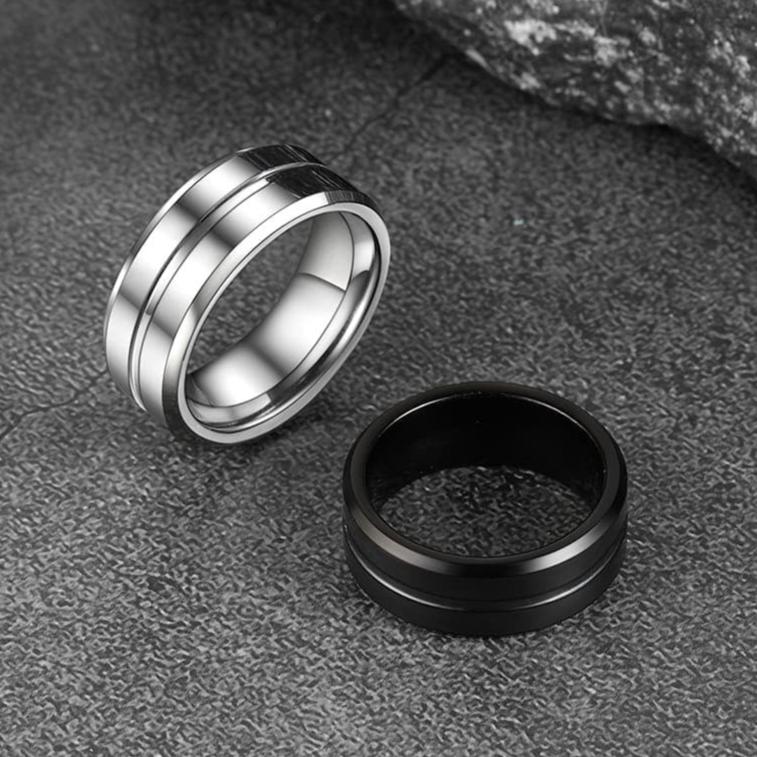 Grooved Tungsten Carbide Wedding Band Ring For Men 8MM