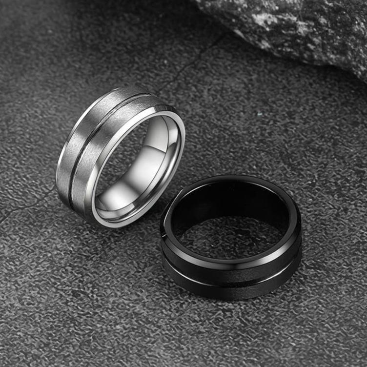 Tungsten Carbide Wedding Band Ring Grooved Matte Finish Ring For Men 8MM