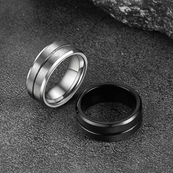 Tungsten Carbide Wedding Band Ring Grooved Matte Finish Ring For Men 8MM