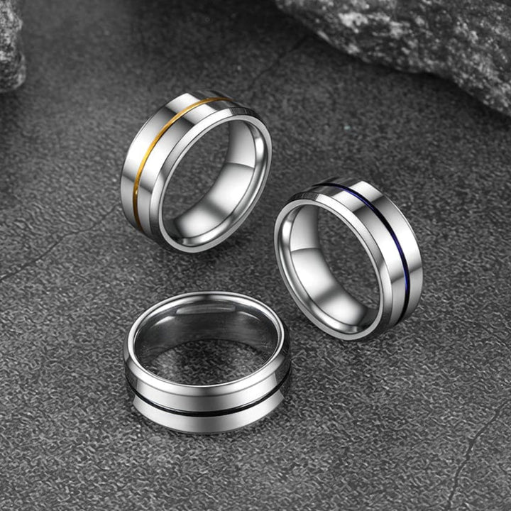 Silver Grooved Tungsten Carbide Wedding Band Ring For Men 8MM
