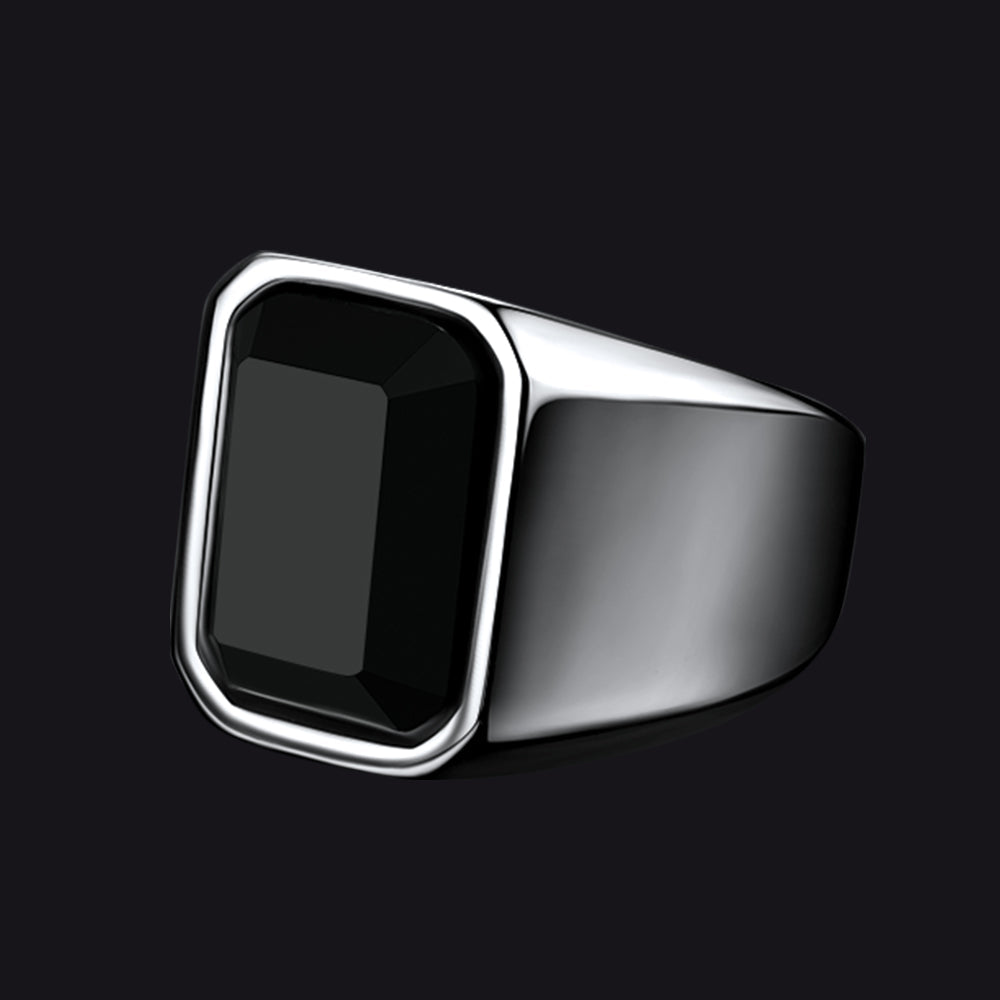 Black Onyx Stone Ring Signet Ring For Men Size 07-12