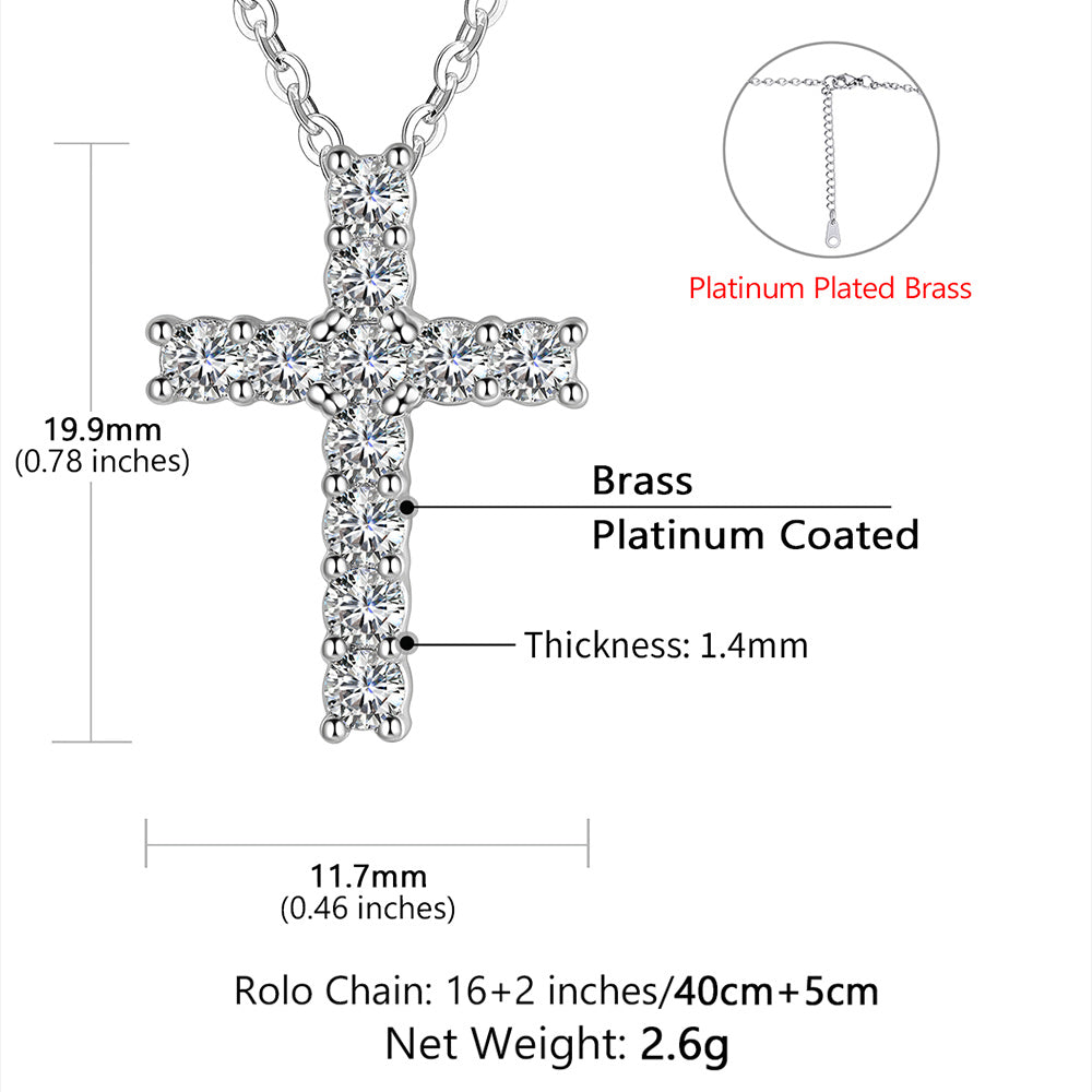 Faith Dainty Cross Pendant Necklace with CZ Gift for Women Mom Gift