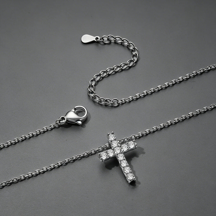 Faith Dainty Cross Pendant Necklace with CZ Gift for Women Mom Gift