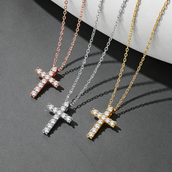 Faith Dainty Cross Pendant Necklace with CZ Gift for Women Mom Gift