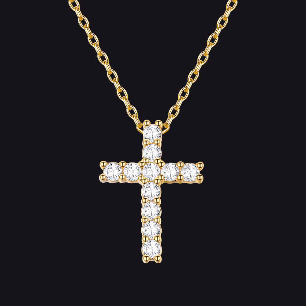 Faith Dainty Cross Pendant Necklace with CZ Gift for Women Mom Gift