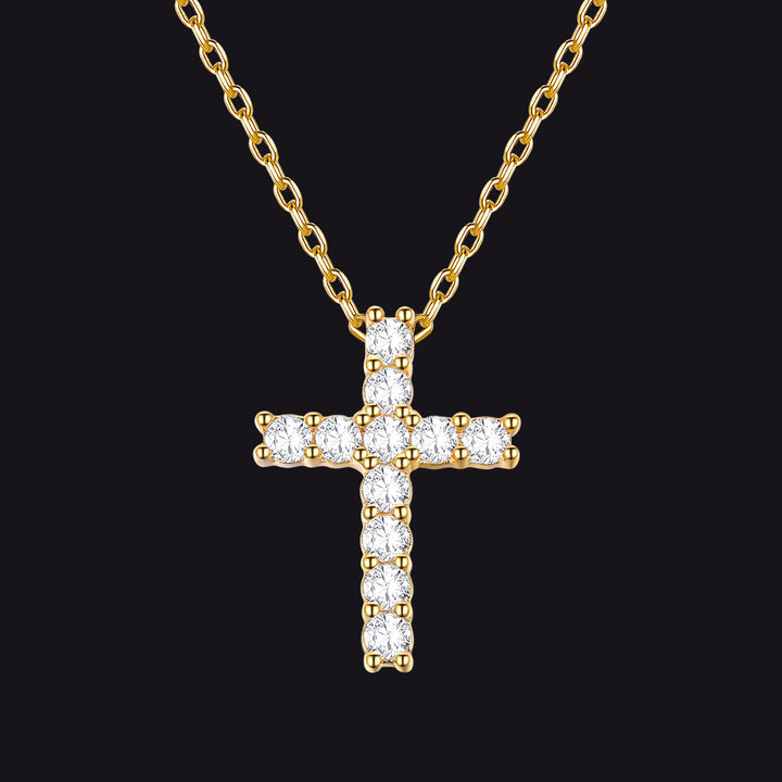 Faith Dainty Cross Pendant Necklace with CZ Gift for Women Mom Gift