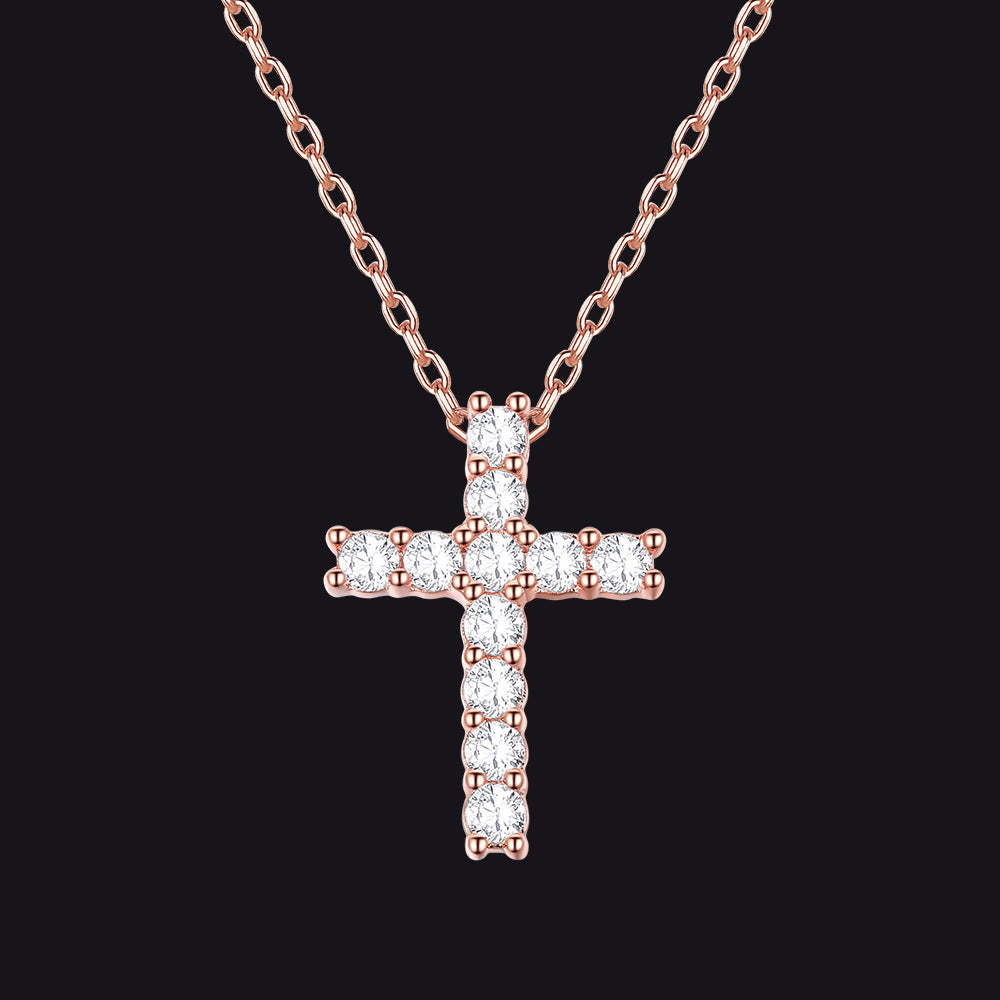 Faith Dainty Cross Pendant Necklace with CZ Gift for Women Mom Gift