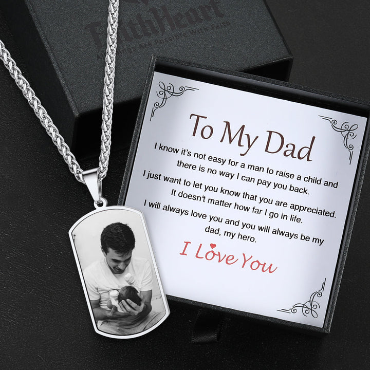 Customized Picture Dog Tag Necklace with Calendar Memorial Gift for Men