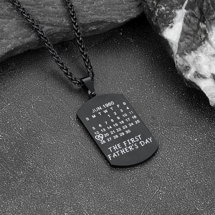 Customized Picture Dog Tag Necklace with Calendar Memorial Gift for Men