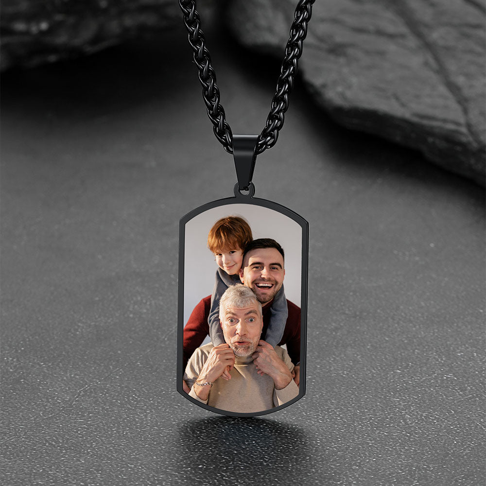 Custom Photo Dog Tag Necklace with Picture Memorial Gift