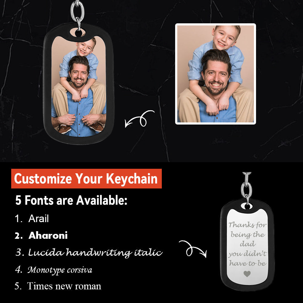 Customized Photo Dog Tag Keychain With Engraving for Men Dad Father's Day Gift