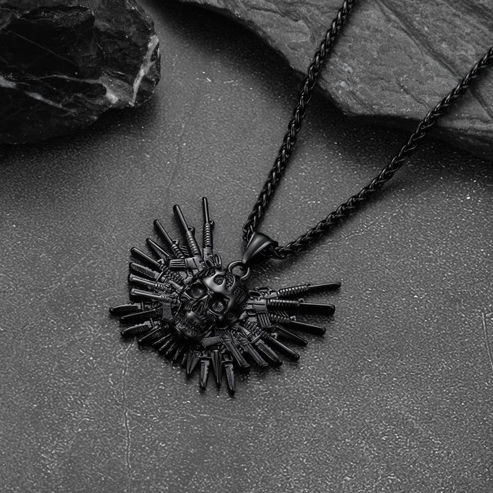 Punk Full Armed Skull Pendant Necklace for Men
