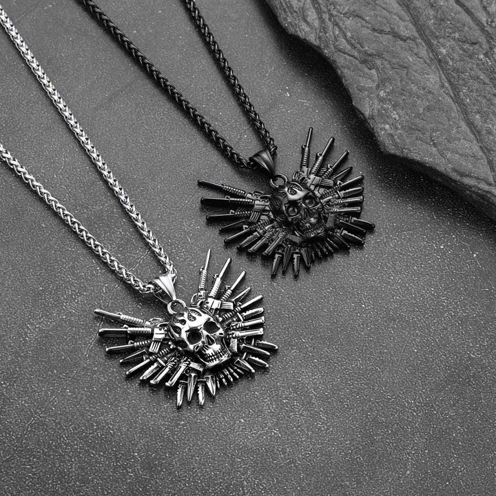 Punk Full Armed Skull Pendant Necklace for Men