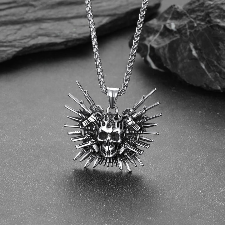 Punk Full Armed Skull Pendant Necklace for Men