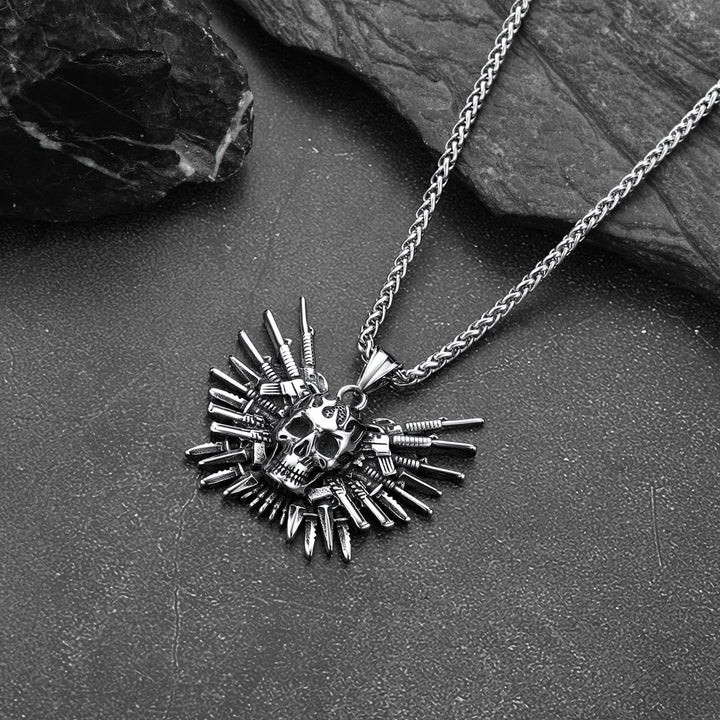 Punk Full Armed Skull Pendant Necklace for Men