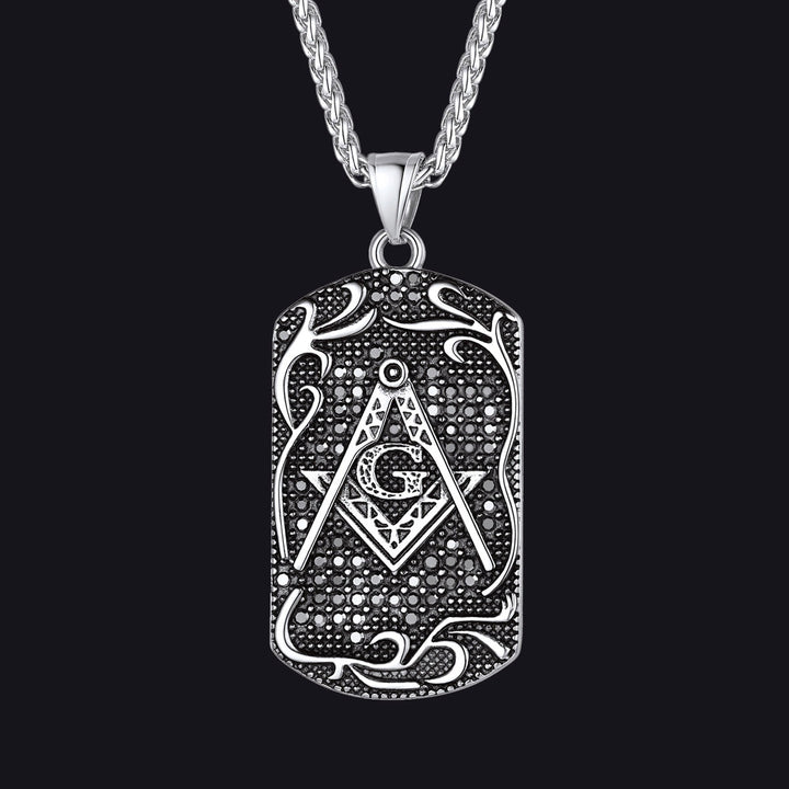 Engraved Masonic Freemason Dog Tag Necklace for Men