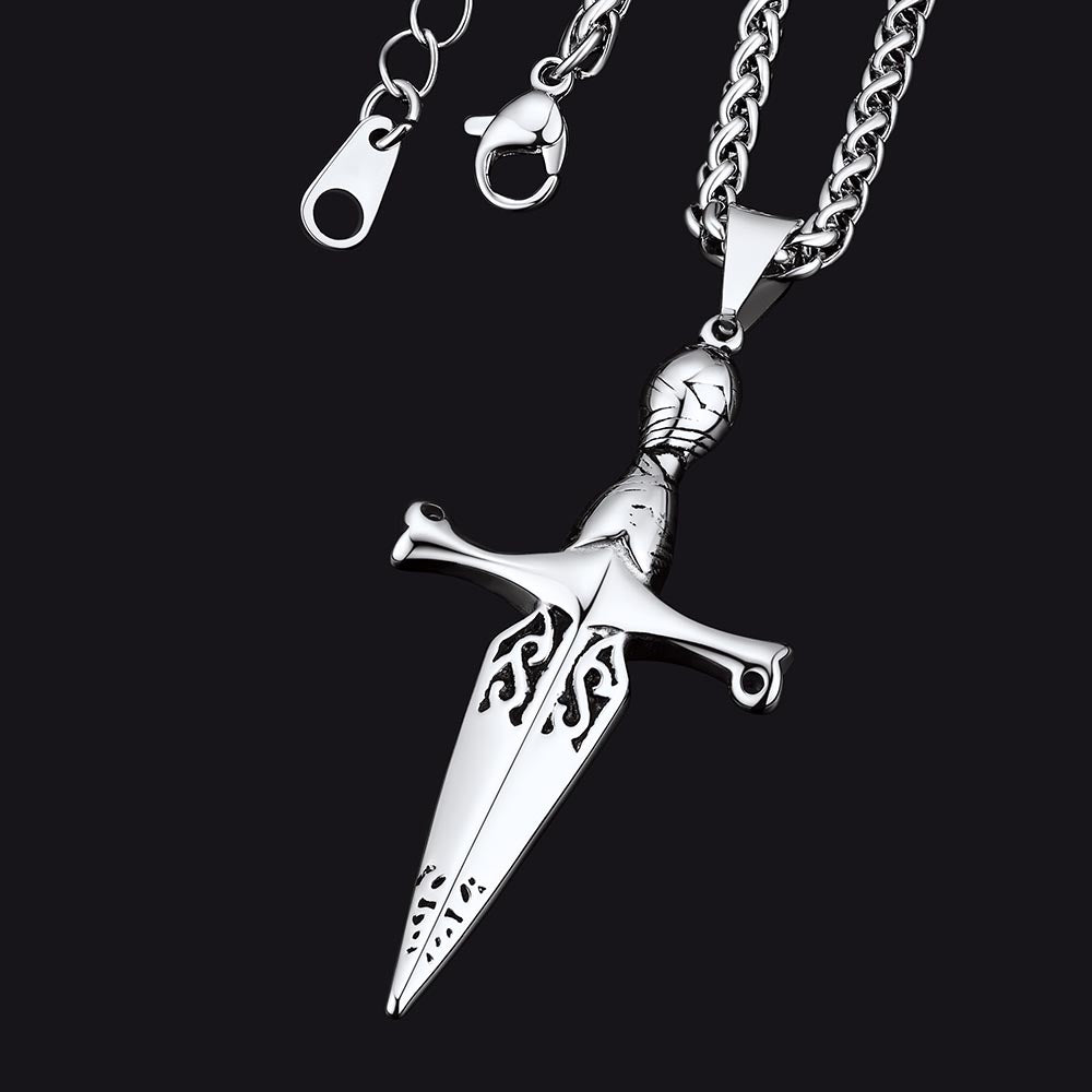 Knife Cross Necklace Pendant for Men Women