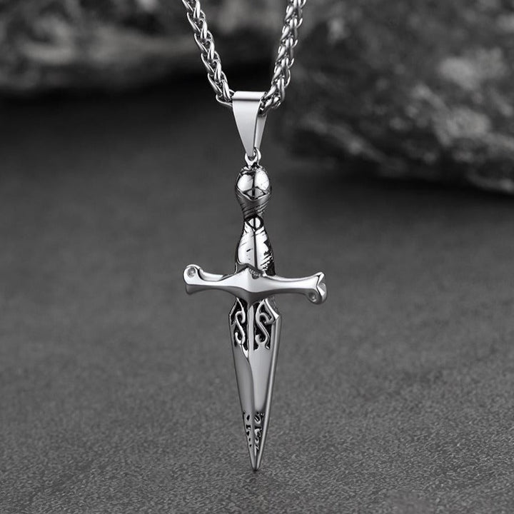 Knife Cross Necklace Pendant for Men Women