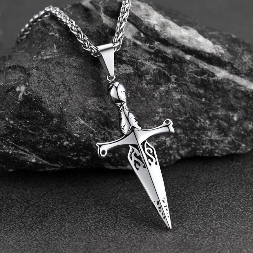 Knife Cross Necklace Pendant for Men Women