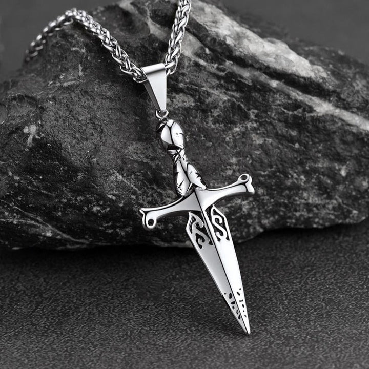 Knife Cross Necklace Pendant for Men Women